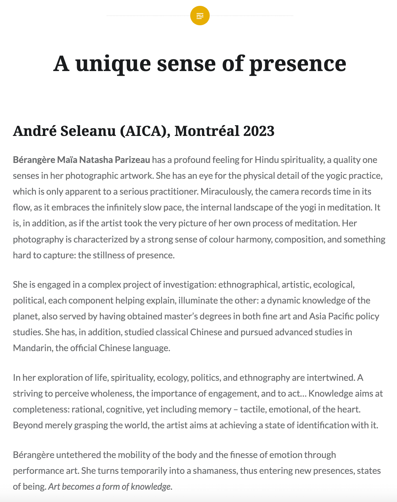 This article, written by art critic André Seleanu, examines my work as presented in my summer exhibition at Gallery Espace, Montreal, August 2023. French art historian Aude de Kerros, a specialist in the sociology of contemporary art, regards Seleanu’s writings as essential for understanding the conceptual foundations of contemporary art (The Hidden Art Finally Revealed, Eyrolles, Paris, 2023).